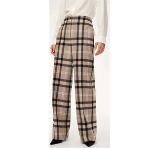 Wilfred Madelon Wool Flannel High-Rise Wide Leg Pant - Camel/Black - Size 0